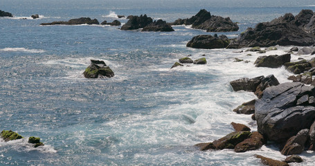 Sunshine of landscape with Doufu Cape in Yilan city
