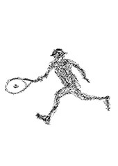 クレヨンで描いたテニス選手のイラスト