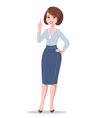 Happy business woman with smile. Vector illustration.