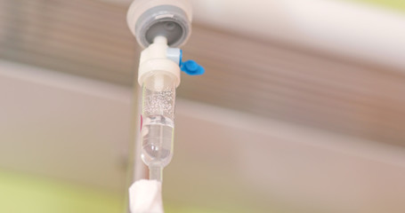 Infusion Saline drip to the patient in hospital