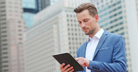 Fototapeta premium Businessman use of tablet computer