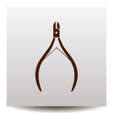 manicure nipper vector icon on a realistic paper background with shadow. Flat design style