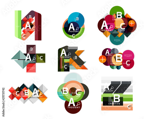 collection of paper geometric infographics a b c process options