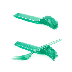 Pile of disposable forks isolated