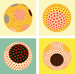 set of spherical seeds patterns in summer shades