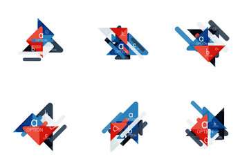 Set of triangle options infographics, data visualization layouts