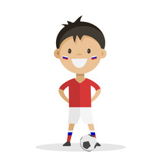 Football player with ball on white background. Vector illustration.