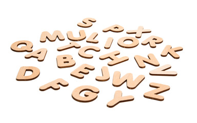 english wooden letters isolated