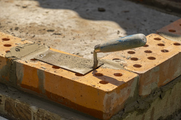 building trowel on brickwork