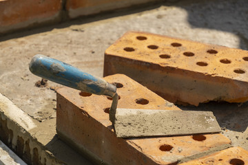 building trowel on brickwork