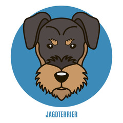 Portrait of Jagdterrier. Vector illustration in style of flat