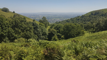 Malvern Hills with view Worcestershire england