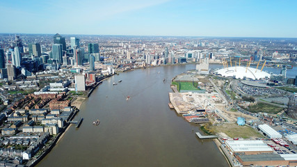 Fototapeta na wymiar Aerial bird's eye view photo taken by drone of Greenwich village residential area by river Thames, London, United Kingdom
