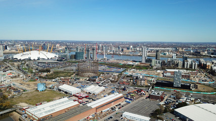 Aerial bird's eye view photo taken by drone of Greenwich village residential area by river Thames, London, United Kingdom
