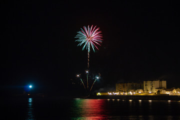 Cadiz, Spain; June 23, 2018: Fireworks at the Night of San Juan in C&aacute;diz