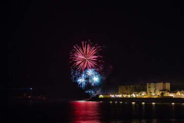 Cadiz, Spain; June 23, 2018: Fireworks at the Night of San Juan in C&aacute;diz