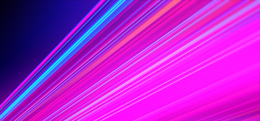 Geometric background. Moving energy. Retro neon colors. Colorful backdrop. Neon lights. Pink and blue.