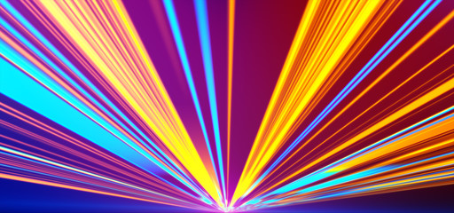 Neon Background. Abstract lines. Laser beams. Stylish wallpaper. Neon Lights. Orange and Blue. 