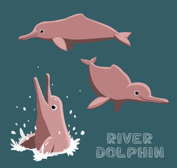 Fototapeta premium River Dolphin Cartoon Vector Illustration