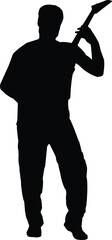 guitar player vector in black silhouette