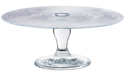 Glass Cake stand isolated on white background. Copy space.