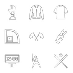 Fototapeta premium Baseball tournament icons set. Outline set of 9 baseball tournament vector icons for web isolated on white background