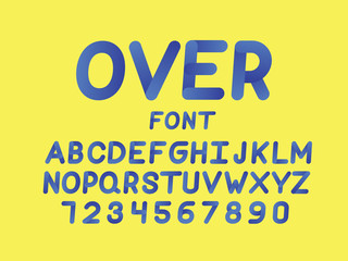 Over cursive font. Vector alphabet