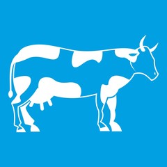 Cow icon white isolated on blue background vector illustration