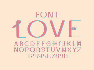 Love font. Vector alphabet 