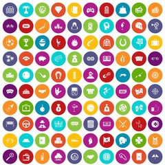 100 gambling icons set in different colors circle isolated vector illustration