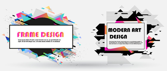 Vector frame for text Modern Art graphics. Dynamic geometric frame. Element for design business cards, flyers and brochures