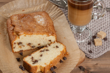 Home Baked Chocolate Chip Bread. Coffee.