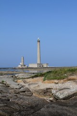Fototapeta premium le phare et le sémaphore de Gatteville à Gatteville le phare dans le Cotentin ,Manche,Normandie