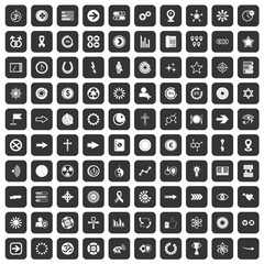 100 graphic elements icons set in black color isolated vector illustration