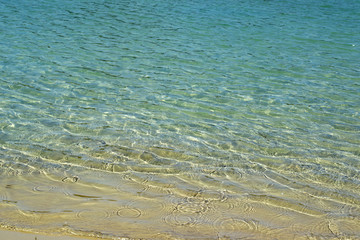 Azure coast. Clean water. Summer beach in sunshine.