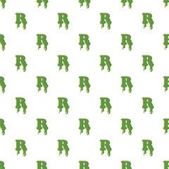 Letter R from latin alphabet with numbers and symbols made of green slime. Font can be used for Halloween design and other purposes