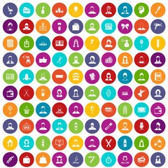 100 hairdresser icons set in different colors circle isolated vector illustration