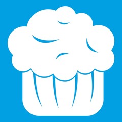 Cupcake icon white isolated on blue background vector illustration