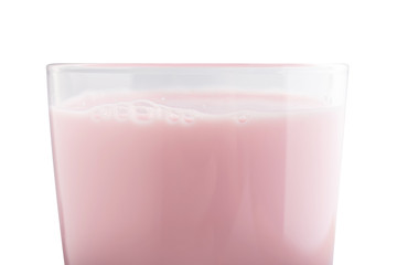 Strawberry milk in a glass isolated on white background, clipping path.