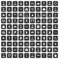 100 handshake icons set in black color isolated vector illustration