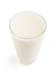 fresh milk in a glass isolated on white background, clipping path.