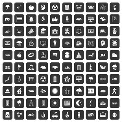 100 harmony icons set in black color isolated vector illustration