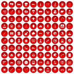 100 phobias icons set in red circle isolated on white vectr illustration