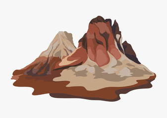 Painted mountain view landscape illustration