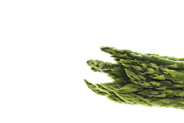 bunch of green asparagus on isolated white background