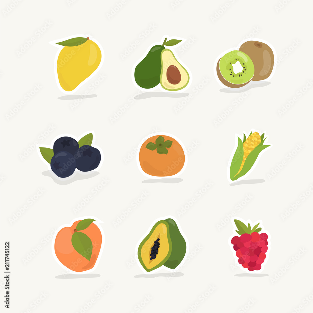 Sticker collection of fruits and berries - Stickers