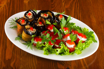 Stuffed eggplant and tomato