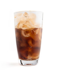 Pouring Coca Cola into glass Isolated white background