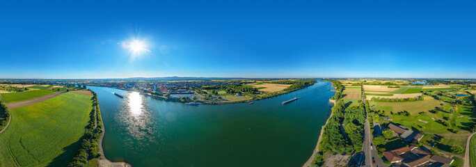 360° VR Luftbild Panorama Gernsheim am Rhein