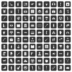100 help icons set in black color isolated vector illustration